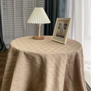 Tablecloth Ins Style Accessible Luxury Classy Pure Color round Table Cover Khaki Knitting Dining Table Tablecloth Nordic Style Pastoral Japanese Style