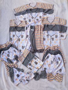 baju bayi newborn 0-3bulan abu otopus paket 27pcs 30pcs 33pcs 36pcs