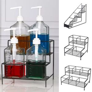 4/6 Grids Kitchen Storage Shelf Condiment Bottle Organizer Metal Rack Countertop Seasoning Bottle Stand
