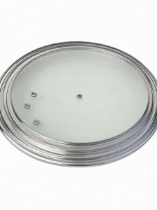 Nắp Nồi Trong Suốt Có Viền Bằng Thép Không Gỉ Kính Cường Lực Chống Vỡ Nắp Tròn Chống Tràn Dụng Cụ Nhà Bếp Chuyên Dụng