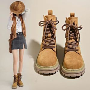 Xinjiang Tibet Travel Wear Boots Womens Northwest Sichuan Western Grassland Short Desert Boots Western Denim Worker Boots Tide