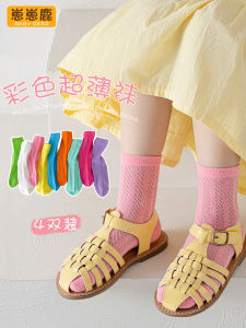 ถุงเท้าเด็กผู้หญิง ถุงเท้าสั้นระบายอากาศได้ดี ฤดูร้อน ลายกล้วยไม้ ผ้าฝ้ายผสมโพลีเอสเตอร์ 3% ยางยืด ถุงเท้าเด็ก ถุงเท้าเด็ก