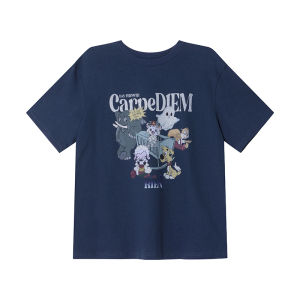 Loose Womens Short Sleeve T-Shirt Animal Party Print Inner Wear Spring New Style Cotton Korean Style round Neck Top