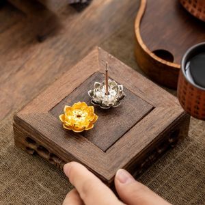 Incense Stick Holder Alloy Lotus Incense Burner Holder Base For Sticks & Cone & Coil