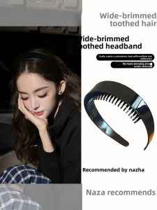 WENZHU | Black Wide Brim Hairband with Teeth Anti-Slip Hair Clip