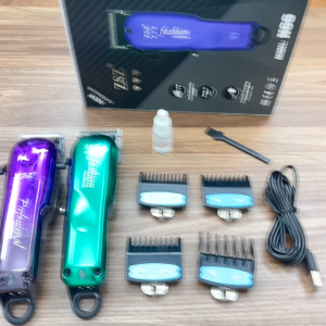 ZSZ Tông đơ cắt tóc N66 cao cấp màn hình báo pin 2 màu xanh tím lưỡi kép titannium không gỉ 8W 2200mAh thiết kế nhỏ gọn tay cầm chắc chắn