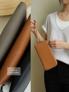Long Wallet Handbag Simple Large Capacity Zipper Clutch Bag Top Layer Cowhide Lychee Pattern Casual Fashion Soft Leather Handbag
