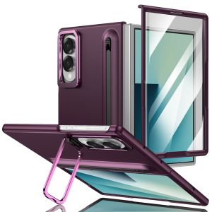 szhaiyu | Hinge Protection Phone Case For Samsung Galaxy Z Fold 8 7 6 5 4 Ultra With Stylus Pen & Tempered Flim Lens Kickstand Cover