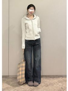 Extended Length American Retro Straight Leg Jeans Womens Slimming Versatile Spring New Loose Drapey Wide Leg Pants