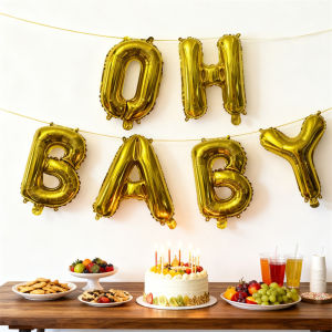 6Pcs 16inch Oh Baby Letter Foil Balloons Kids 1st Birthday Decoration Boy Girl Birthday Baby Shower Party Gender Reveal Supplies