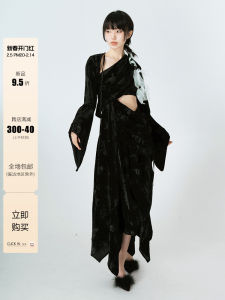 Chuan Gu Zong Spring Bicolor Design Sensation Niche Chinese Style New Chinese Designer Set Dress Women Long Sleeve Polyester Spandex