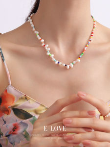 Natural Freshwater Pearl Necklace Fashionable Colorful Beaded Design Lightweight Luxury Girls Choker Necklace Gift