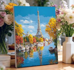 Bộ Tranh Tô Màu Theo Số Tháp Eiffel Paris Sơn Acrylic Tranh Phong Cảnh Trang Trí Nhà Cửa Dành Cho Phòng Khách Phòng Ngủ Tranh Vẽ Tự Làm Bộ Dụng Cụ Nghệ Thuật DIY