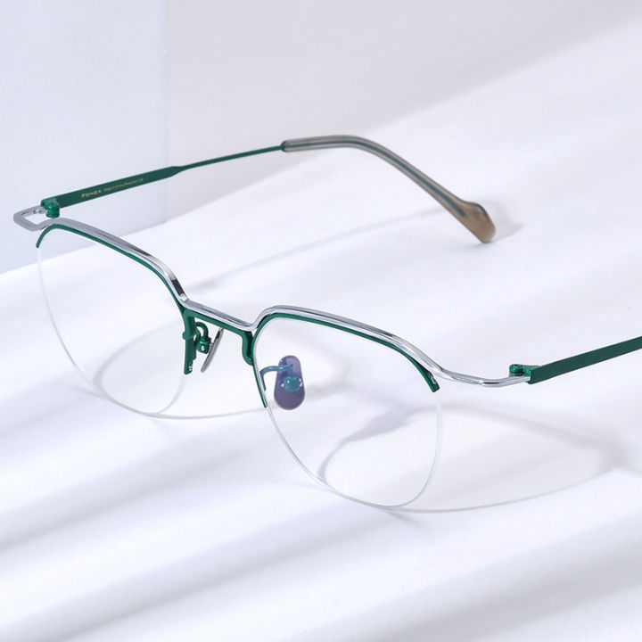 Fonex Pure Titanium Glasses Frame Men 2024 New Semi Rimless Square