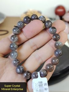Natural High Grade Madagascar Black Skeletal Sunstone Crystal Beads Bracelet MSS03
