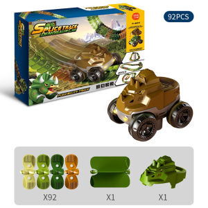 Đồ chơi trẻ em chiến xa khủng long dinosaur car vui nhộn và bắt mắt bộ đồ chơi đường ray ô tô khủng long dễ dàng lắp ghép thỏa sức sáng tạo đường ray với nhiều mối nối