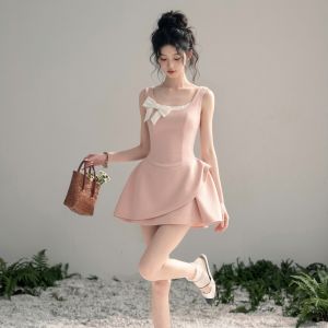 CHOUXIE | Stylish Unique French Waist Black Short Dress