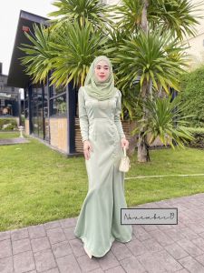 ชุดอิสลาม เดรสมุสลิมใส่ออกงาน รุ่นอันนา แถมฟรีชีฟองผืนเปล่า สีเข้าชุด เดรสสวยใส่งานแต่ง ใส่นิกะห์ ชุดใส่รายอ พร้อมส่ง