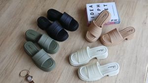 รองเท้า สวม สุภาพ พื้นหนา 6 เซน รองเท้าส้นตึก รองเท้าออกงาน รองเท้าแตะแบบสวม เรียบสบาย #sy175