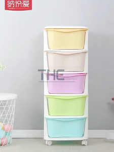 THE L36cm (3-6 Layers) Kid Clothes Multipurpose Plastic Drawer Storage Cabinet/Rack With Wheels