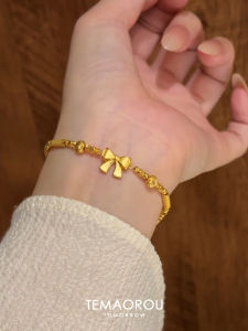 Sweet Elegant Butterfly Knot Gold Bracelet Womens Fashion Jewelry Non-Fading Sand Gold High-End Feelings Hand Accessories
