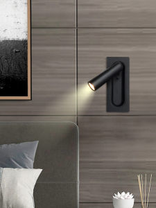 Modern Minimalist Rotatable Embedded Wall Lamp for Hotel Bedroom Study Creative Reading Head Light Aluminum Body LED Source