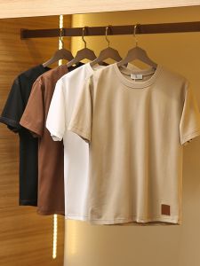 New Pure Cotton Washed Stitched Letter Embroidery Half Sleeve Mens Summer Loose Casual round Neck Short Sleeve T-shirt Trendy