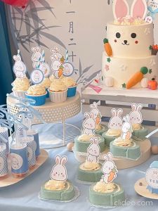 [Ready Stock]小清新白兔子萝卜甜品插牌可爱卡通儿童生日蛋糕装饰插件派对 Cute Rabbit Cupcake Topper cake decoration