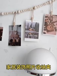 Wooden Bead Photo Clip Hanging Photo Display Bead String Photo Storage Tassel String Hemp Rope Bead String Clip Home Decoration