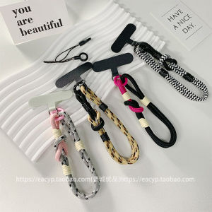 Dark Series Black Khaki Nylon Mobile Phone Lanyard Short Portable No-Hole Clip Anti-Fall Phone Strap Pendant Accessory