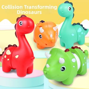 Inertia-driven Slide Transformable Simulated Triceratops and Brachiosaurus Dinosaur Toy Car