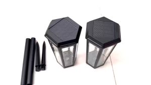 ไฟถนนโซล่าเซลล์ ไฟสนามหญ้า LED ทรงหกเหลี่ยม โปร่งแสง กันน้ำ สำหรับลานบ้าน สวน สนามหญ้า