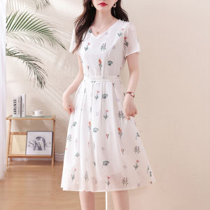 DAIXIANGFEIZI | Floral Chiffon Summer Midi Dress for Moms