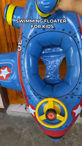 Kids floating inflatable ride-on airplane water toy childrens baby swimming ring floating row