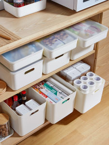 Japanese Style Handheld Storage Box Kitchen Cabinet Organizer Basket Box with Lid Toy Snack Miscellaneous Storage Organizer