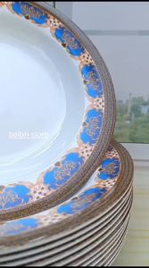 PROMO SPESIAL  SATU LUSIN PIRING MELAMINE LEBAR 23.CM MOTIF BATIK LIST EMAS KUALITAS FOOD GRADE