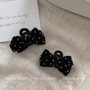 Black Polka Dot Butterfly Knot Hair Clip Childrens Small Size Forehead Clip Princess Hair Accessory Sweet Style Baby Hairband