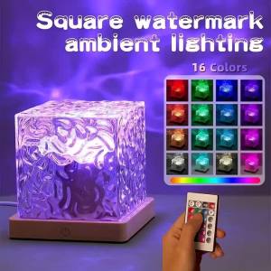 UOSU | 16 Colors Night Light Ocean Wave Projector Light Auto Rotate with Remote USB Powered RGB Ambient Light Home Living Bedroom Decor