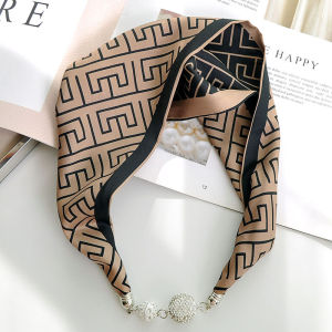 Khăn Choàng Lụa Nhỏ Có Khóa Từ Cho Phụ Nữ Mùa Xuân Thu Mới Dài Buộc Tóc Buộc Túi Tay Áo Sơ Mi Phong Cách Hàn Quốc