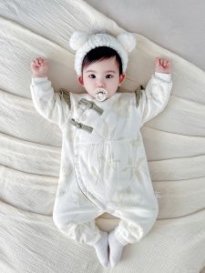 Baby Cotton Romper Autumn Winter Outfit Newborn Girl Clothes Traditional Chinese Style Fresh New Year Dress Infant All-in-One