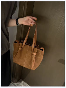 Heliao 2025 New Frosted Leather Tote Bag Womens Commuter Bag Large Capacity Single Shoulder Handbag Soft Style Fashion