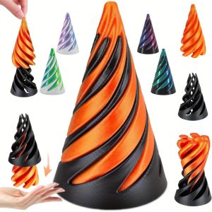 Kinetic Spinning Cone Double-Sided 3D Printed Mixed Color Plastic Spiral Novelty Desk Toy for Age14 Up Gift Pyramid Design Decor