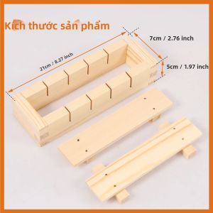 Khuôn Ép Sushi Gỗ Hình Chữ Nhật Dụng Cụ Làm Sushi Tự Làm Khuôn Oshizushi Hộp Khuôn Dụng Cụ Làm Cuộn Cơm Thân Thiện Với Môi Trường