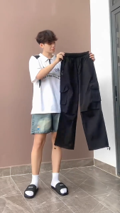 Quần Jogger Nam Túi Hộp Dây Rút Gấu Cạp Chun Vải Kaki Hàn Quốc Quần ống Suông Dáng Dài From Rộng