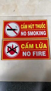 Bộ 2 bảng hiệu lệnh cấm lửa và cấm hút thuốc phòng cháy chữa cháy