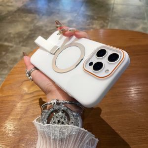 Ultra-Thin Matte Magnetic Stand Phone Case for iPhone 15 pro Max 14 Full Cover Anti-Fall 13 Creative Protective Shell for Apple