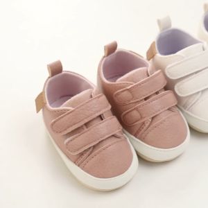 New Baby Leather Baptism Sneakers Newborn Boys Girls Soft Rubber Soled Anti-Skid First Walking Shoes