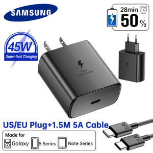 Original Samsung Charger 45W PD Super Fast Charge EU US Adapter Galaxy S25 S24 Ultra S23 S21 S20 FE Note 10 A55 Z Fold Flip 7 6