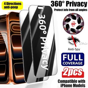 2Pcs 360° Privacy Screen Protector For iPhone 18 Ultra 17 Pro Max Anti-Spy Tempered Glass For iPhone 13 16 14 Plus 15 Pro Film