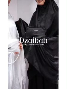 MUKENA TAZBIYA X ZIANISA: Mukena PUTIH Premium Jacquard & Silk Dzaibah Series
